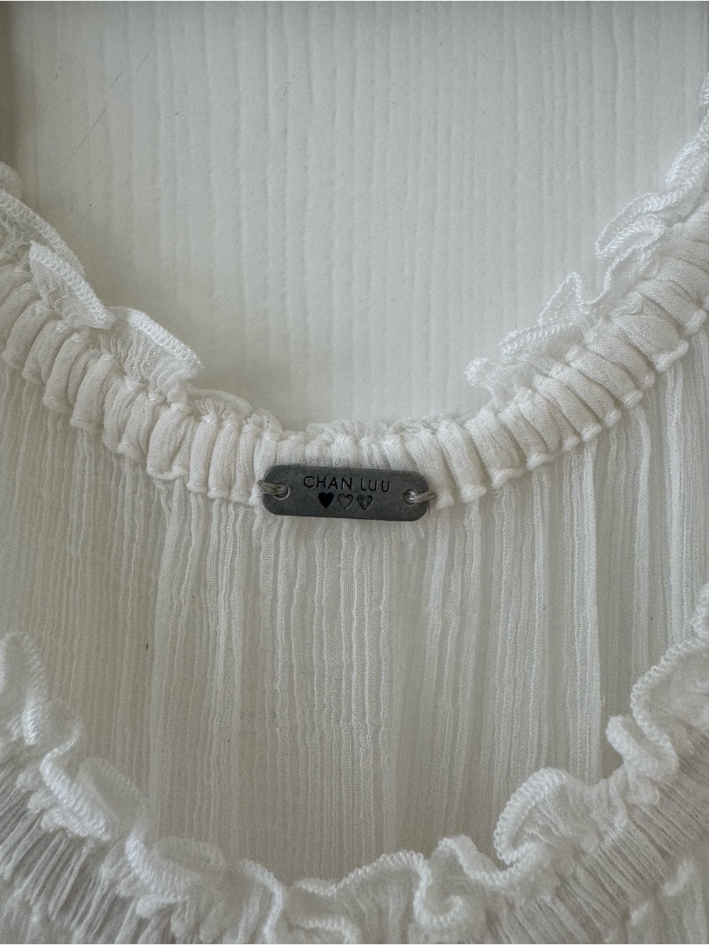 Chan Luu White Ruffled Sheer Top - Picture 3 of 10